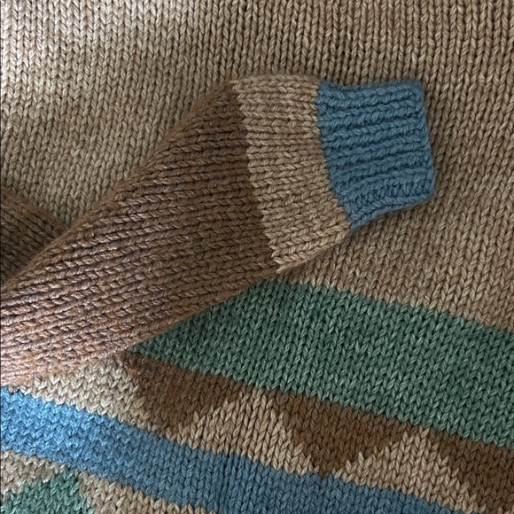 Men's Brown and Blue Geometric Sweater - Picture 3 of 3